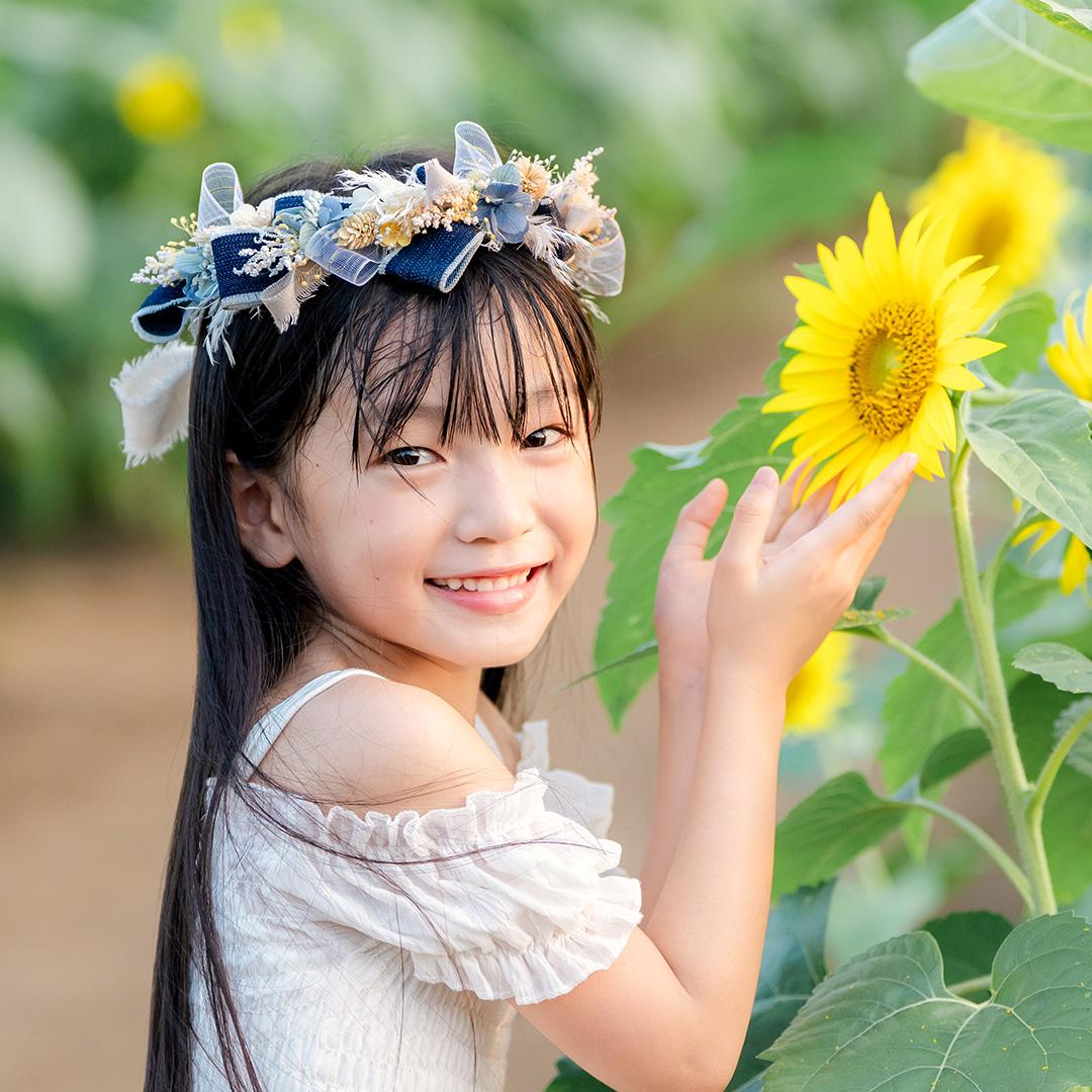 Denim | Ribbon Flower Crown 01 | 2枚目